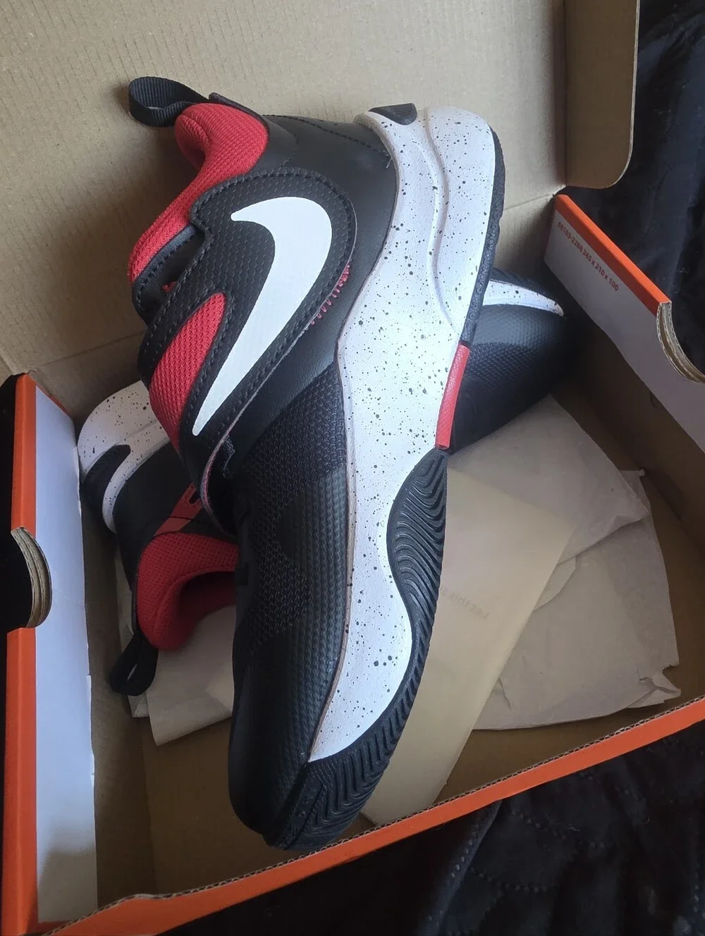Nike Kids Black, Red and White Hook-and-Loop Sneakers